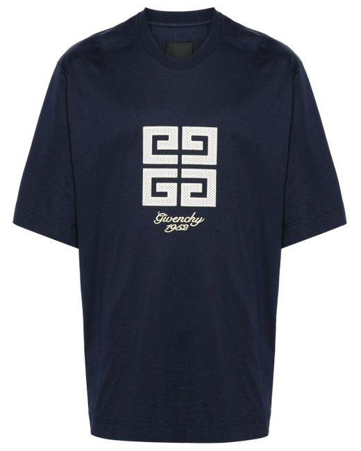 Givenchy Blue 4G 1952 Embroidered Logo Oversized T-Shirt for men