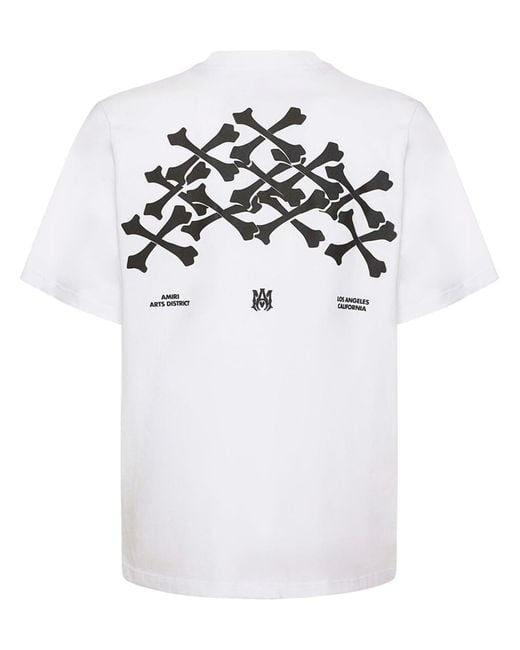 Amiri Hollywood Bones Stacked Logo T-Shirt in White for Men