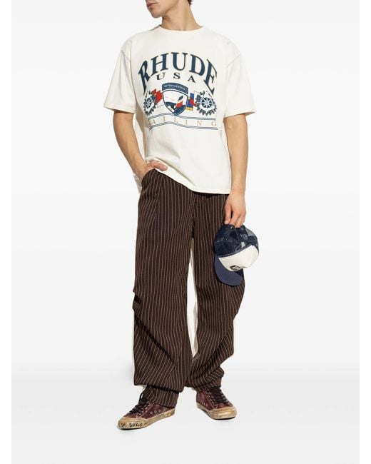 Rhude White Usa Sailing Printed T-Shirt for men