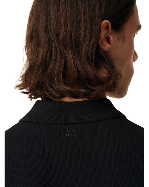 AMI Black 'Ami De Coeur' Polo Shirt for men