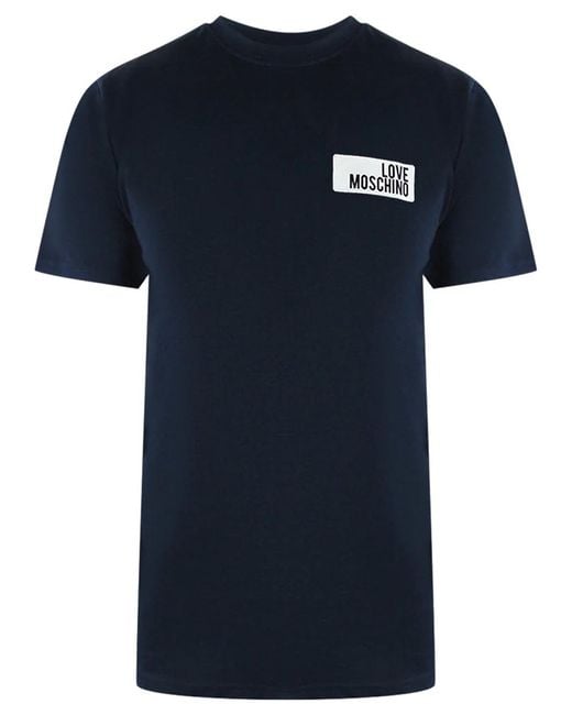 Love Moschino Blue Block Logo T-Shirt for men