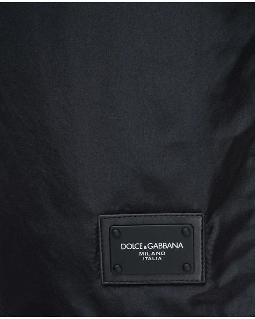 Dolce & Gabbana Blue Plaque Plate Drawstring Swimshorts for men