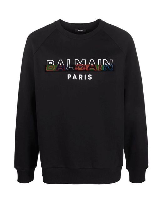 Balmain Black Textured Oversize Sweatshirt for men