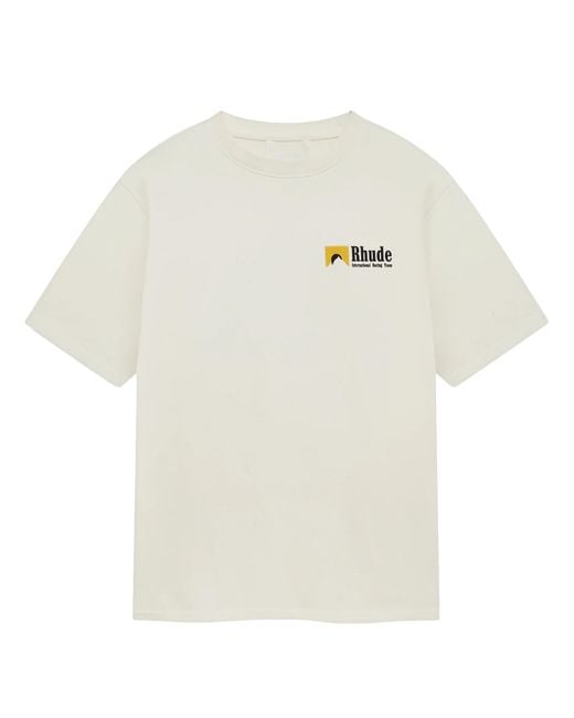 Rhude White International Racing Logo T-Shirt for men