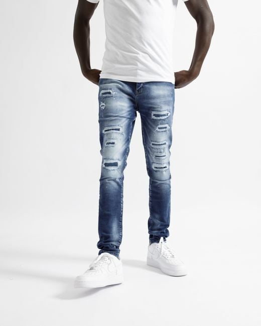 Magrit Blue Montpellier Ripped Jeans for men