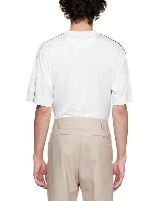 Fendi White Logo Embossed Crewneck T-Shirt for men