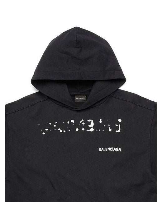 Balenciaga Black Hand Drawn-Logo Hoodie for men