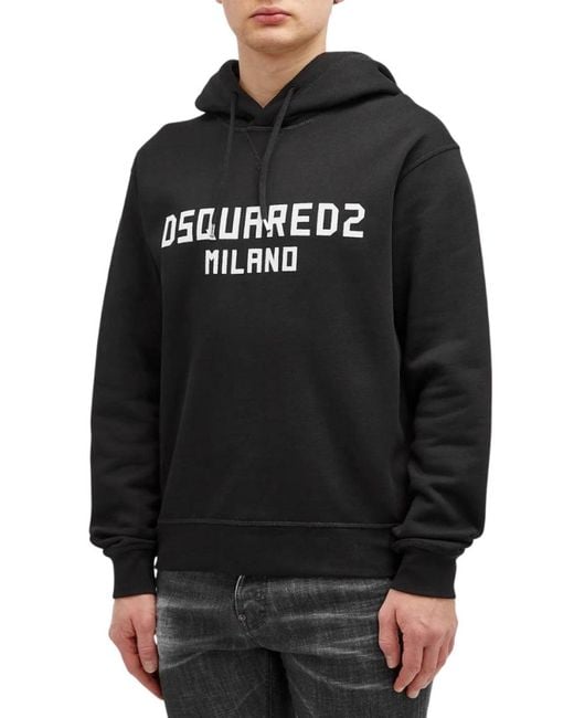 DSquared² Black Milano Logo Hoodie for men