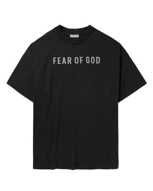 Fear Of God Black Logo Printed Oversized T-Shirt for men