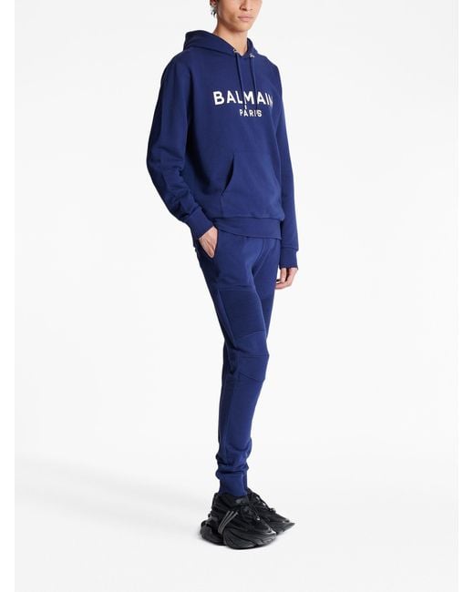 Balmain Blue Logo Hoodie for men