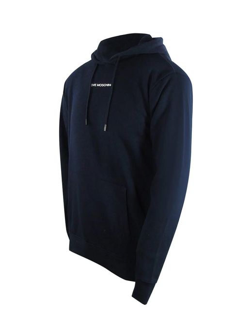 Love Moschino Blue Small Logo Hoodie for men