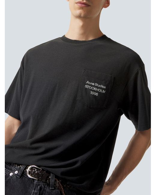 Acne Black Stockholm Logo Pocket T-Shirt for men