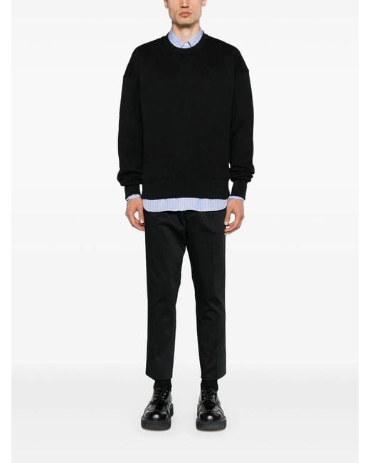 AMI Black Ami De Coeur Embossed Logo Sweatshirt for men