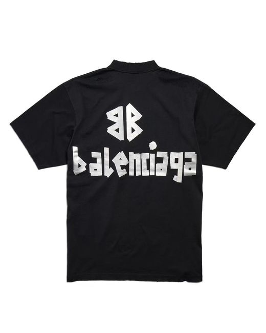 Balenciaga Taped Logo T-Shirt in Black for Men | Lyst