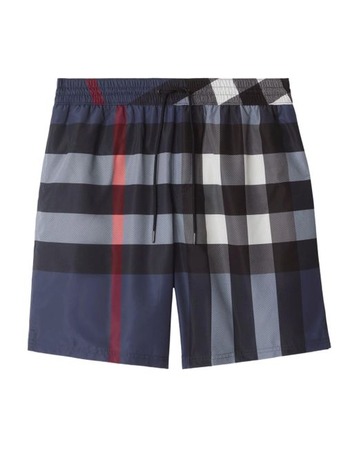 Burberry Blue Check Swim Shorts for men
