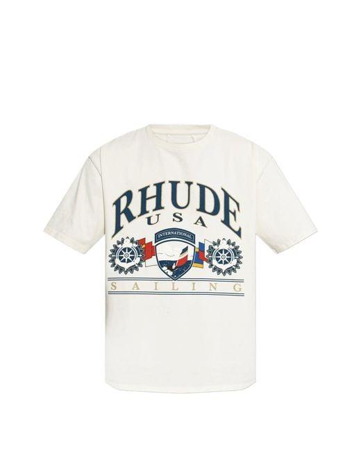 Rhude White Usa Sailing Printed T-Shirt for men