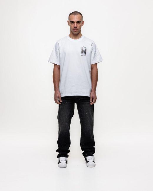 Magrit Gray Core Painted Straight Jeans for men