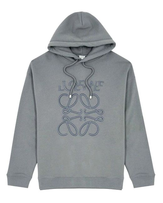 Loewe Gray Split Logo Relaxed Fit Hoodie for men