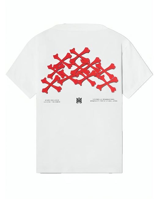 洗練のストリートスタイル【AMIRI】ボーンズスタックロゴTシャツ BONES STACKED TEE - Red | AMIRI