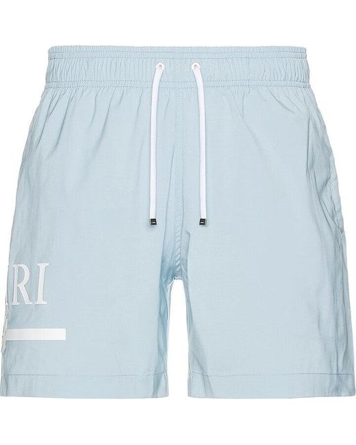 Amiri Blue Ma Bar Logo Swim Trunk for men