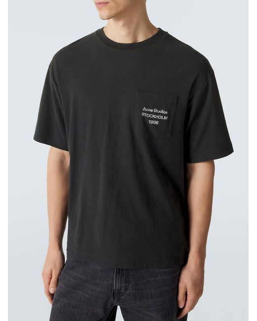 Acne Black Stockholm Logo Pocket T-Shirt for men