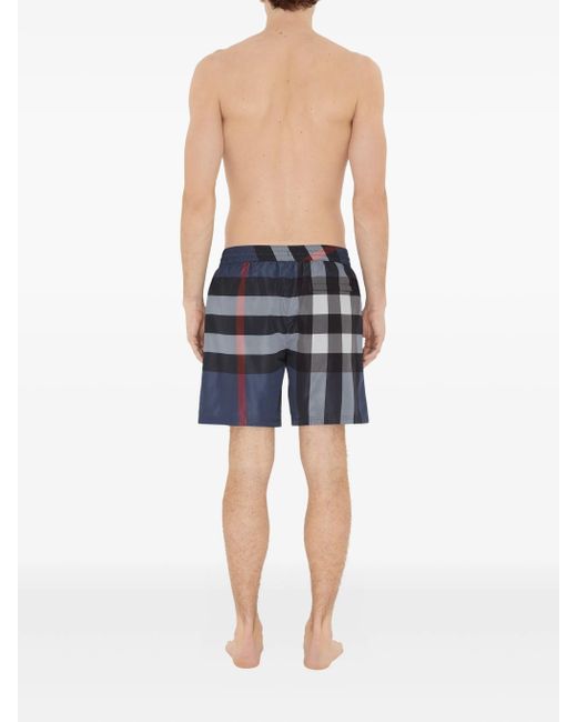 Burberry Blue Check Swim Shorts for men