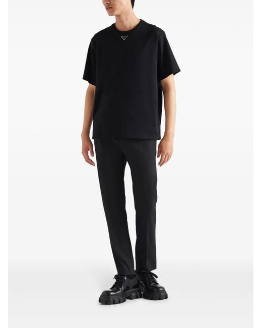 Prada Black Triangle Plaque T-Shirt for men