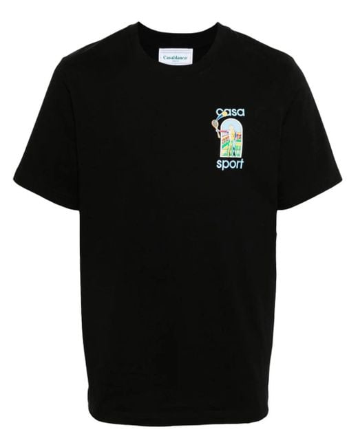 Casablancabrand Black Le Jeu Colore Printed T-Shirt for men