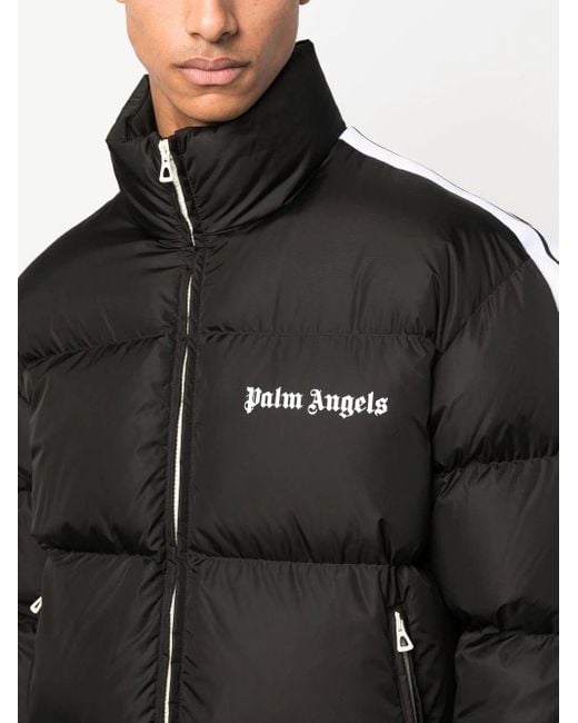 Palm Angels Black Classic Logo-Print Padded Down Jacket for men