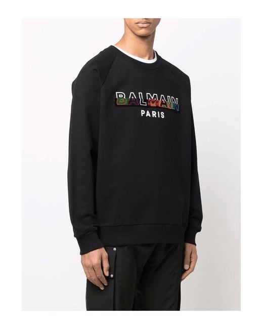 Balmain Black Textured Oversize Sweatshirt for men