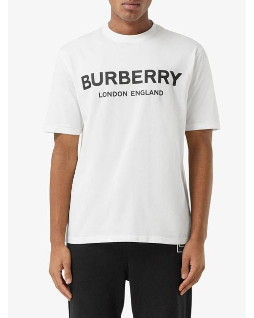 Burberry White Logo Print T-Shirt for men