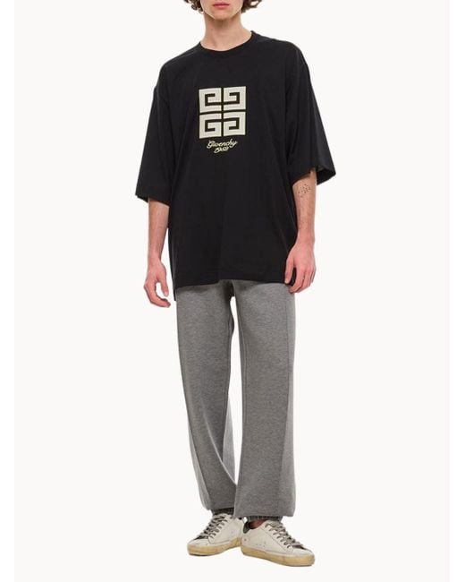 Givenchy Black 4G 1952 Embroidered Logo Oversized T-Shirt for men