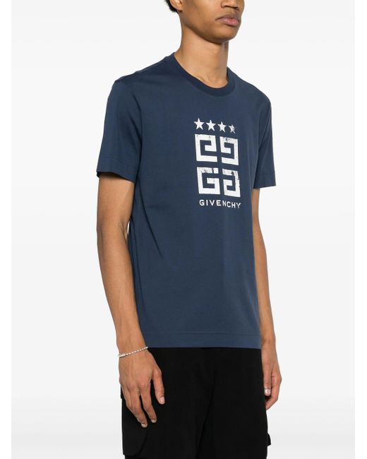 Givenchy Blue 4G Stars Cotton T-Shirt for men