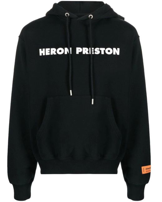 Heron Preston Black Logo Cotton Hoodie for men