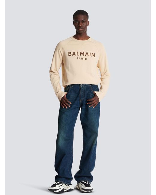 Balmain Natural Paris Logo Print Sweatshirt for men