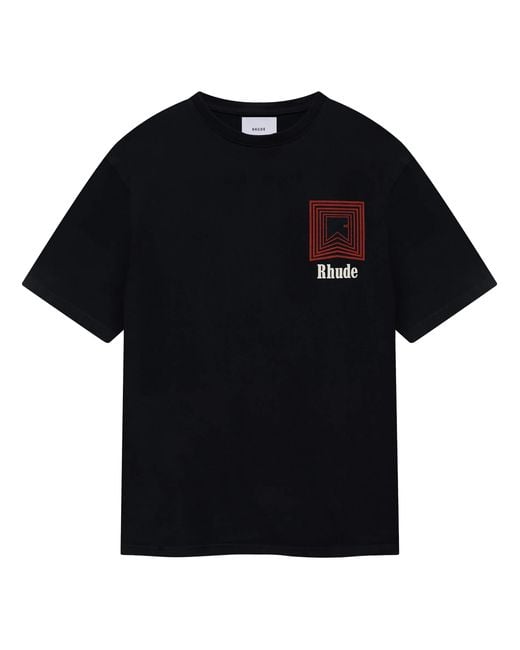 Rhude Black Chevron Repeat Logo T-Shirt for men