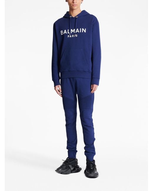 Balmain Blue Logo Hoodie for men