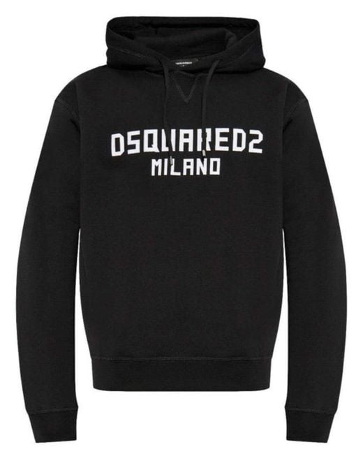 DSquared² Black Milano Logo Hoodie for men
