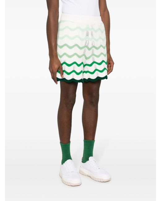 Casablancabrand Green Gradient-wave Crochet Shorts for men