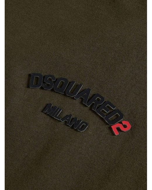 DSquared² Green Rubber Logo Military T-Shirt for men