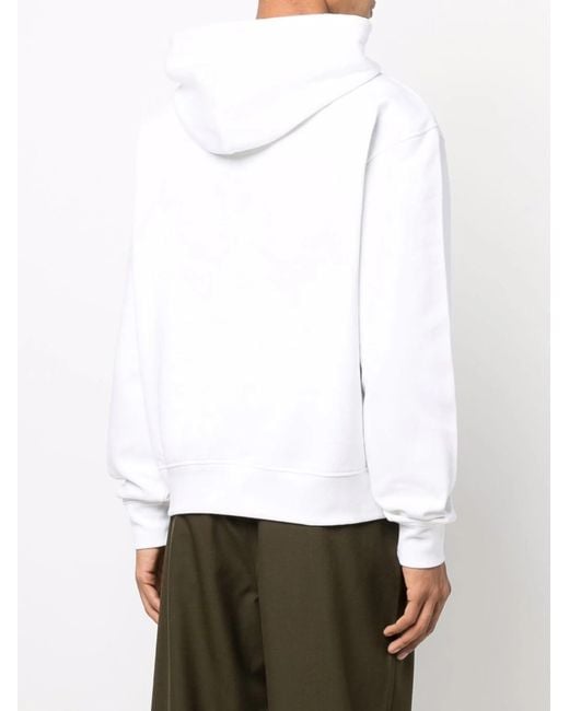 Jacquemus White Signature Embroidered Logo Hoodie for men
