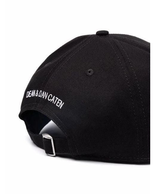 DSquared² Black Distressed-effect Logo-print Cap for men