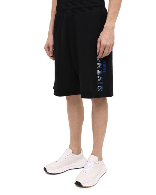 Givenchy Black Paris Gradient Logo Embroidered Sweat Shorts for men