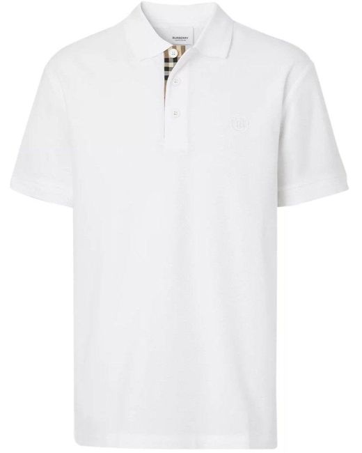 Burberry White Branded Circle Logo Polo Shirt for men