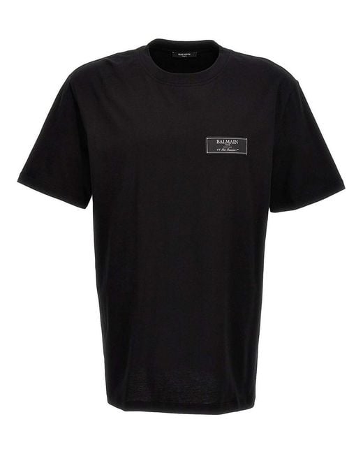 Balmain Black Logo Patch T-Shirt for men