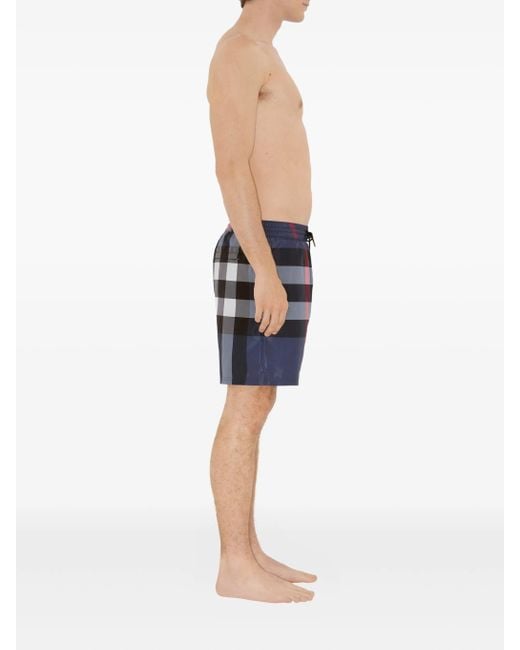 Burberry Blue Check Swim Shorts for men