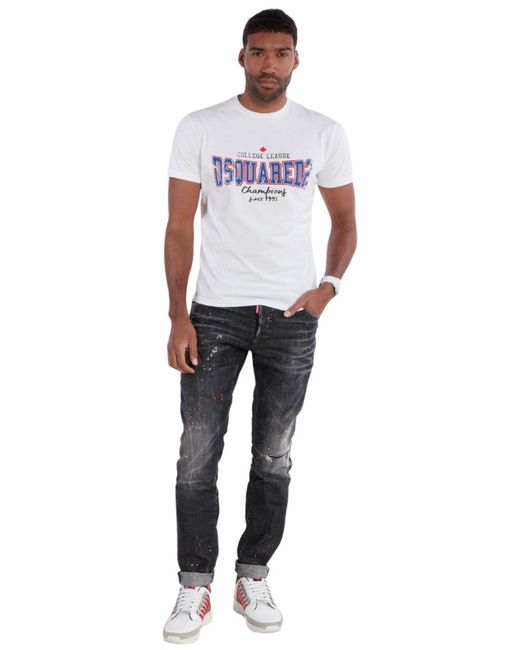 DSquared² Blue Paint Splatter Jeans for men