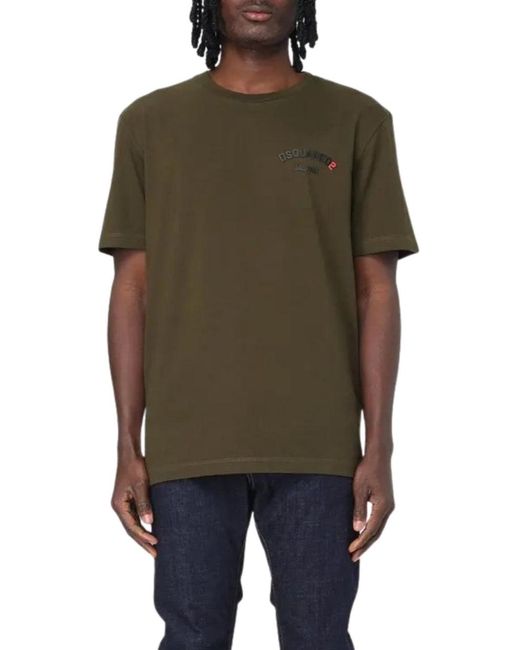 DSquared² Green Rubber Logo Military T-Shirt for men