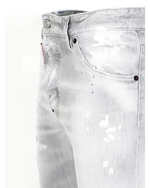 DSquared² Gray Multi Paint Abstract Jeans for men