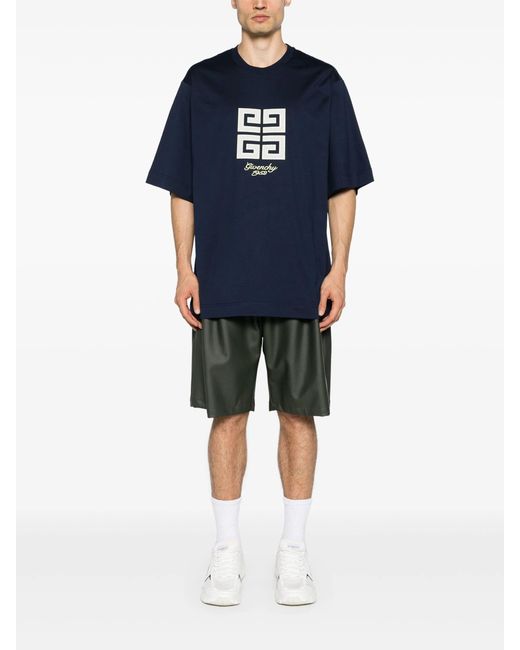 Givenchy Blue 4G 1952 Embroidered Logo Oversized T-Shirt for men